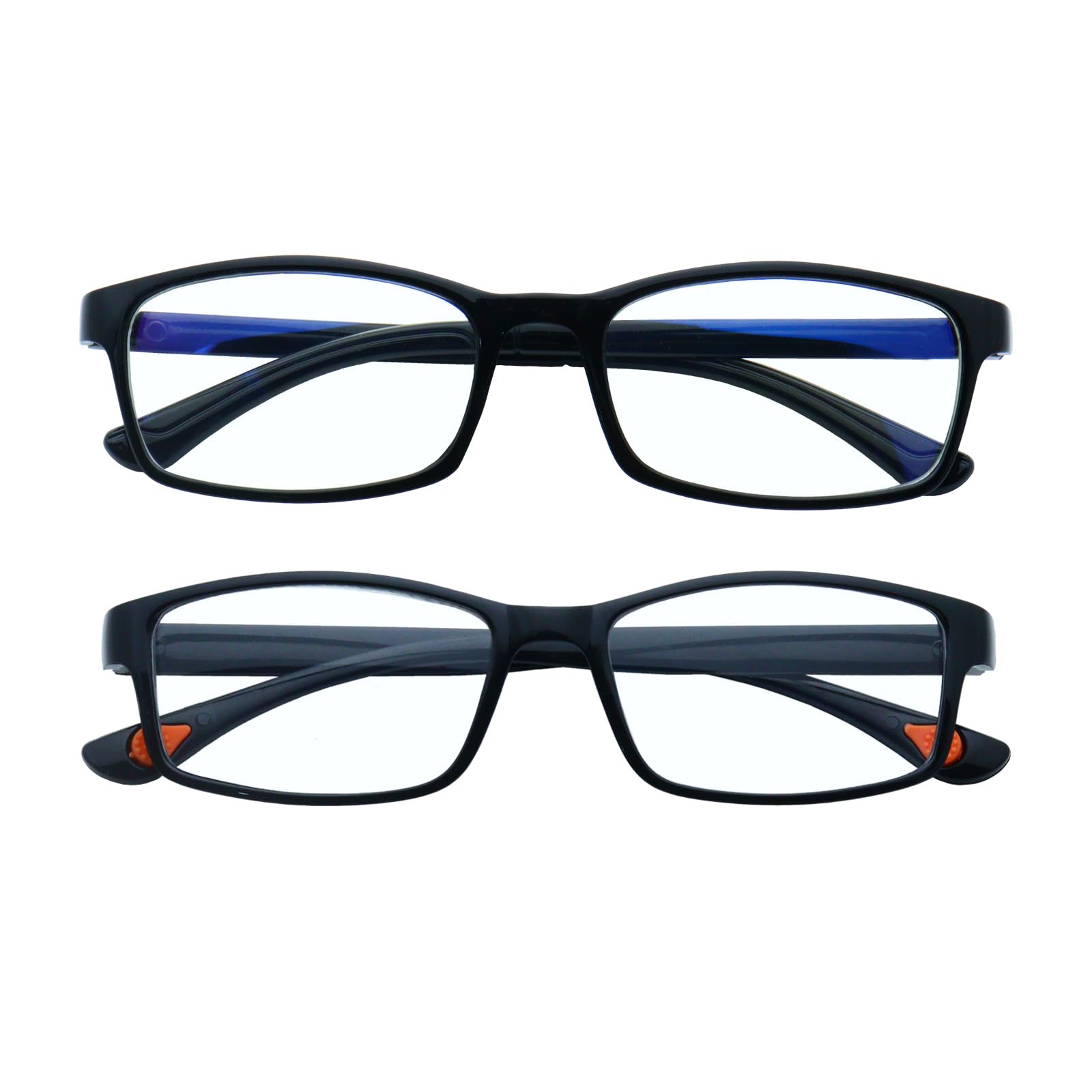 FOURCHEH Blue Light Blocking Reading Glasses Clear Lens Black Lightweight Comfortable Readers Value 2 Pack (1.5)