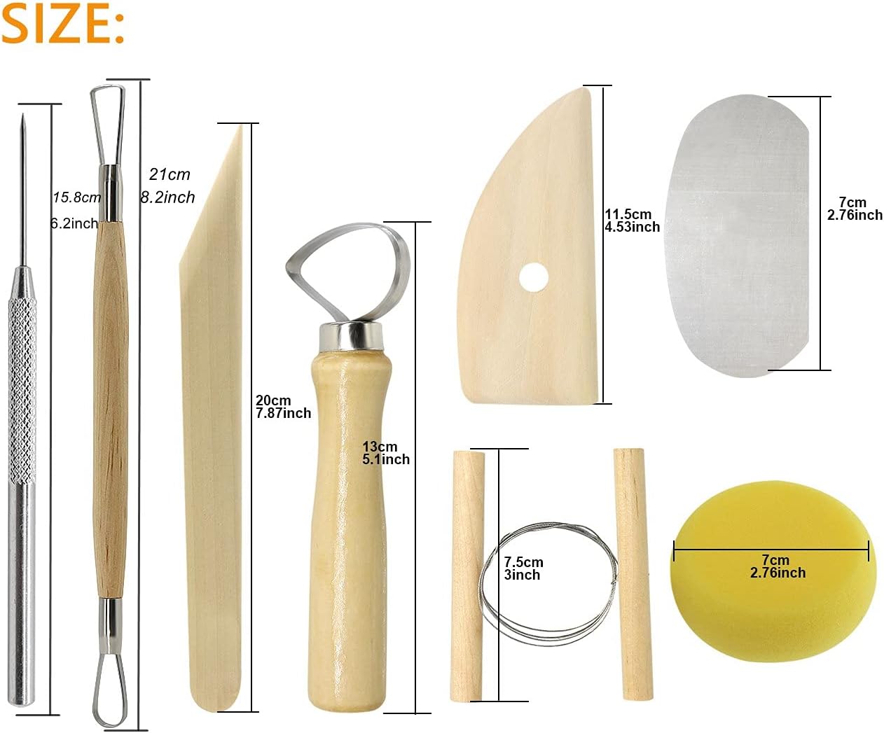 Augernis Ceramic Clay Tools, 45Pcs Pottery Sculpting Tools Set with Wooden Handles for Pottery Modeling, Smoothing, Carving, Beginners Kid's After Classes Club