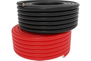 SHIERLENG 2 AWG Gauge 10 FT Welding Battery Cable Red + Black Pure Copper Power Inverter Wire Set (Positive & Negative) for S