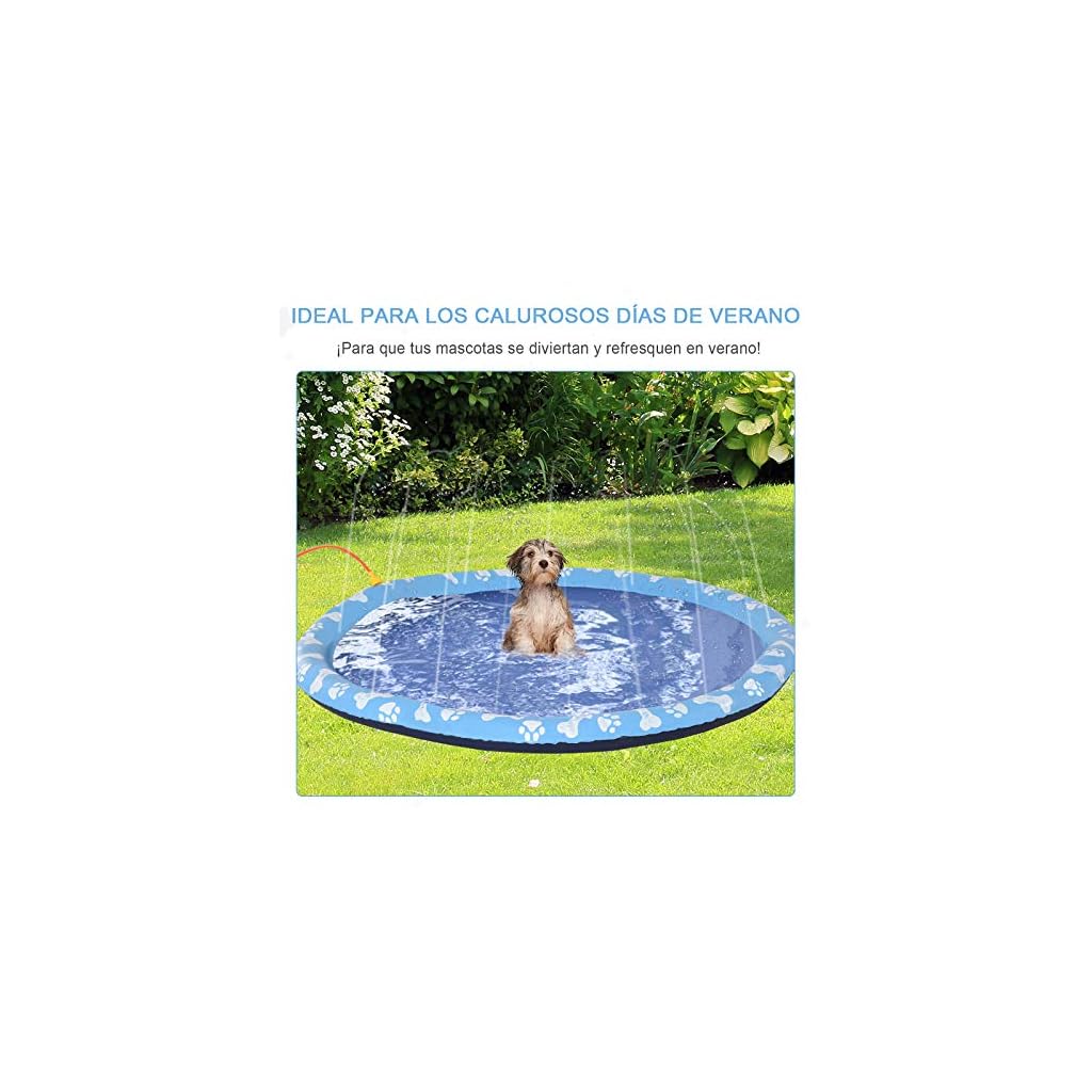 Pawhut Splash Pad 150cm Aspersor de Juegos de Agua con Rociador Tapete