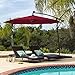 Best Choice Products 10ft Solar LED Offset Hanging Polyester Market Patio Umbrella w/Steel Frame and Easy Tilt Adjustment, Burgundy