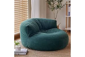 SXBCYAN Bean Bag Chair Chenille Bean Bag Cover Washable Ultra Soft Pouf Ottoman No Filler Kids Adults Beanbag Chair Lazy Armchair Couch Floor Seating Living Room Furniture ( Color : Dark green , Size : 100cm
