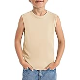 Haloumoning Boys Tank Tops Casual Sleeveless Crewneck Athletic Workout Tees Basic Solid Undershirts 5-14 Years