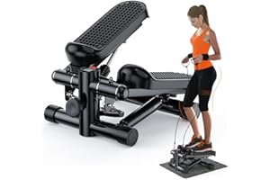KitGody Mini Stepper for Exercise, Mini Stair Stepper 330 lb Capacity, Workout Stepper Machine for Exercise at Home, Step Machine with Resistance Bands