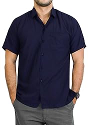 LA LEELA Men's Short Sleeve Button Down Summer