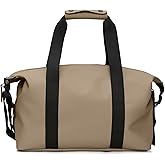 RAINS Hilo Weekend Bag Small - Beige Waterproof Travel Duffel for Men and Women - Compact Black Duffle with Coated Zip, Adjustable Strap, Compression Straps - 2 Year Warranty