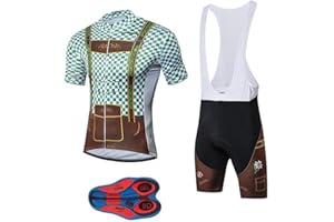 MOXILYN Men's Quick-Dry Cycling Jersey Set Road Bike Bicycle Shirt + Bib Shorts with 9D Gel Pad MTB Riding Clothing Kit