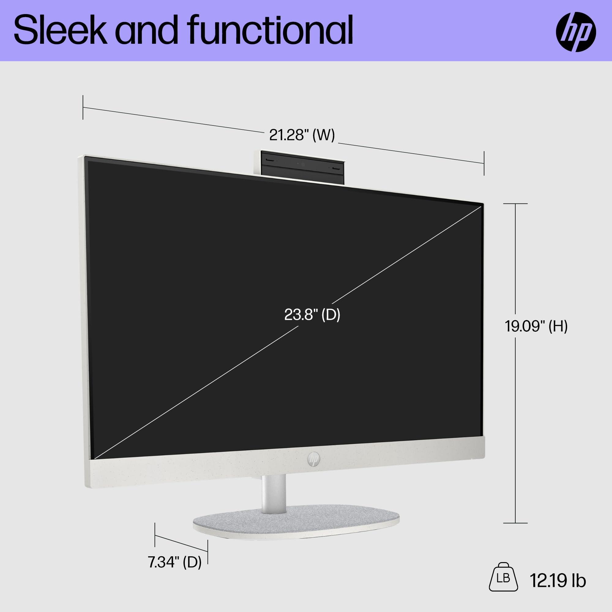 HP 23.8 inch All-in-One Desktop PC, FHD Display, Intel Core i3-N300, 8 GB RAM, 512 GB SSD, Intel UHD Graphics, Windows 11 Home, 24-cr0042 (2023)