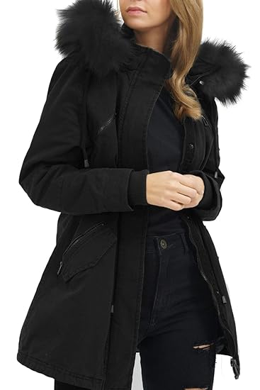 trueprodigy Casual Damen Marken Parka Kunstfell Damenjacke Kapuze Sportlich Anorak Slim Fit Winterjacke Frauen