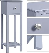 Yaheetech Slim Bedside Table with 1 Drawer, Gray, 25x25x70 cm view 4