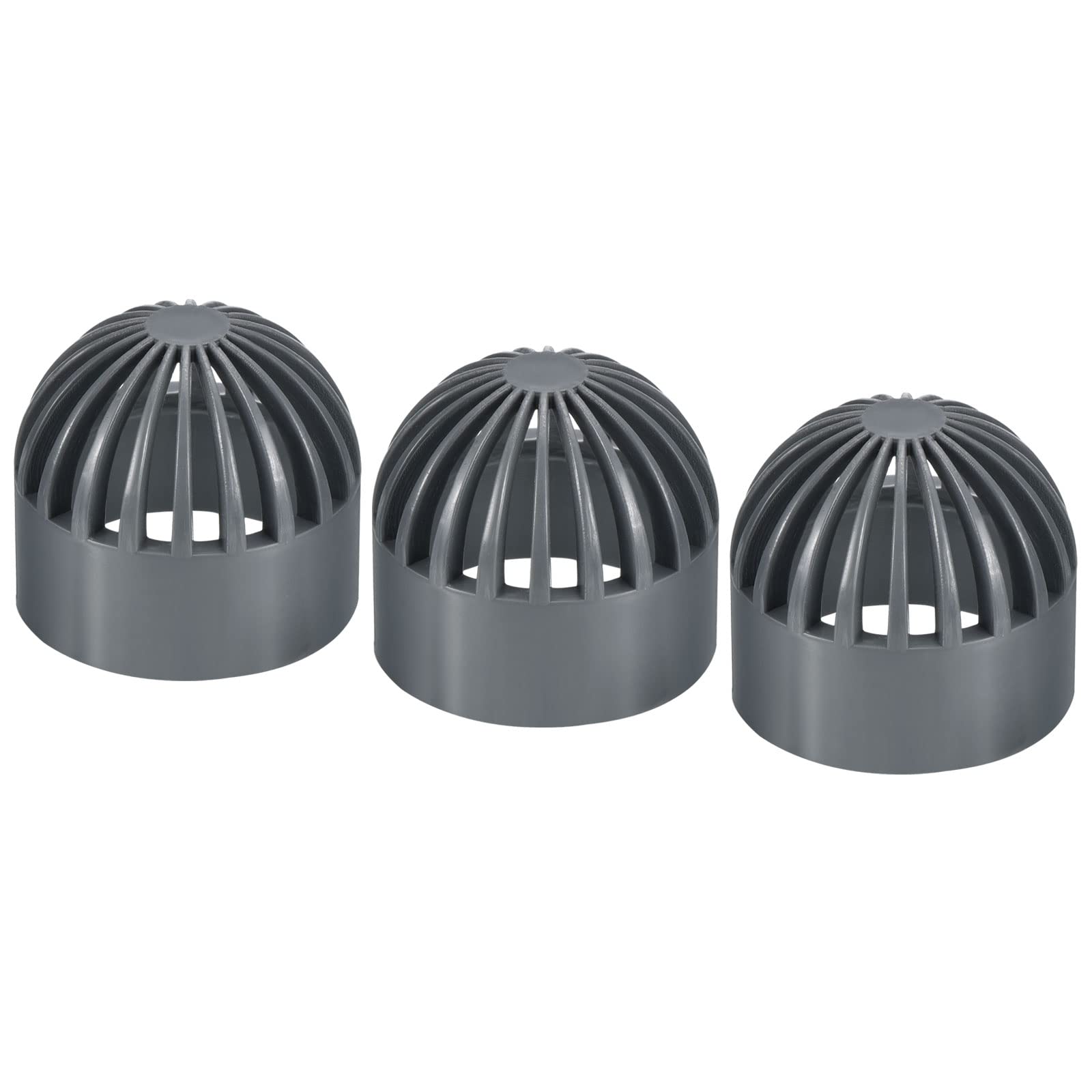 PATIKIL 32mm ID Atrium Drain Grate Cover, 3 Pack Round Outdoor UPVC Sewer Drain Pipe Fitting Adapter for Drainage System, Gray