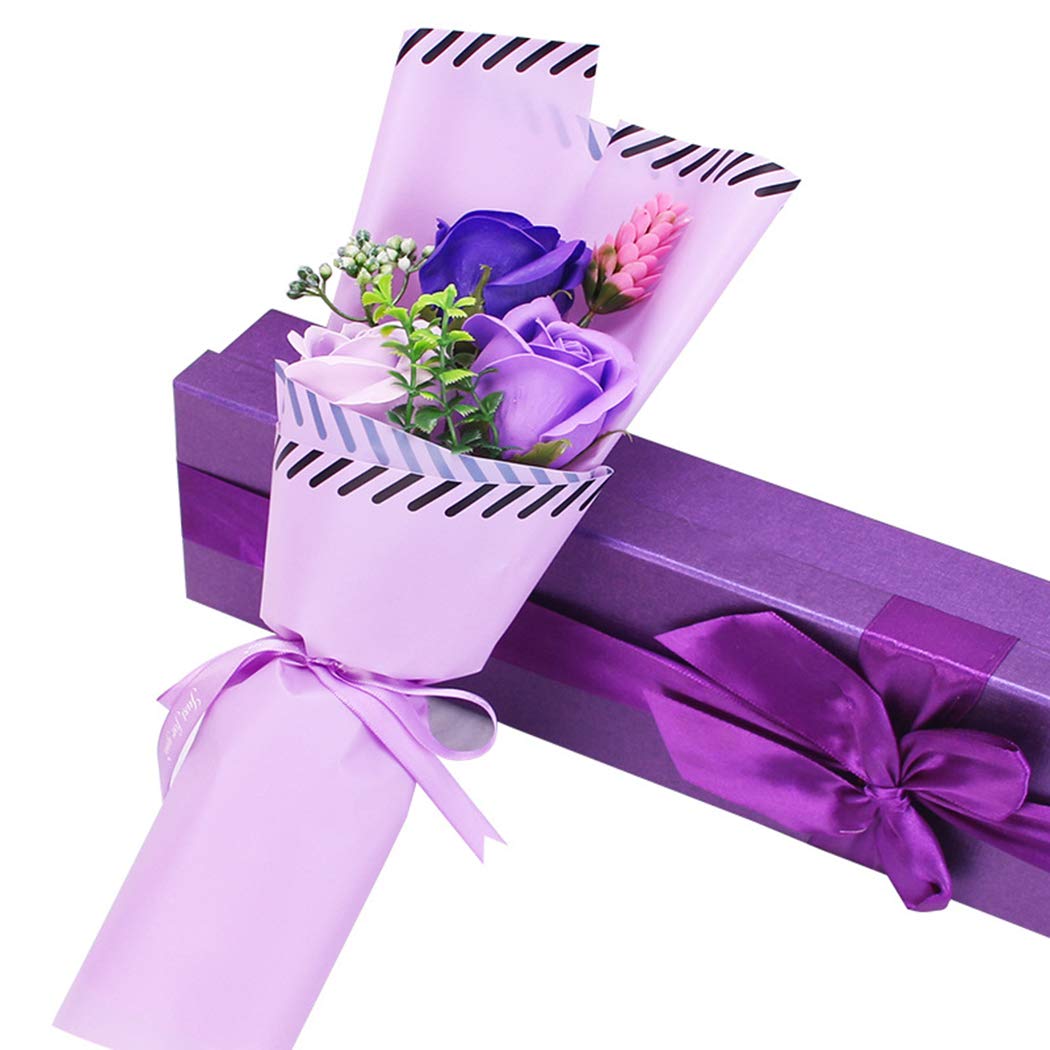 Rose Petals Soap Bath Body Soap Perfect Gift for Weddings Valentine\'s Day Anniversary (Purple)