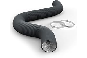 iPower Flexible 3 Inch 8 Feet Aluminum Ducting 4 Layer Protection Dryer Vent Hose for HVAC Heating Cooling Ventilation and Exhaust, 2 Clamps Included, Gray
