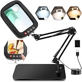 10X 30X Magnifying Glass with Light and Stand,Large Desk Lamp Magnifiers | Large Crystal-clear Magnifies,3 Color Modes&amp;10 Brightness Levels for Reading,Crafting,Repair,flexible Arm,Large Stable Base