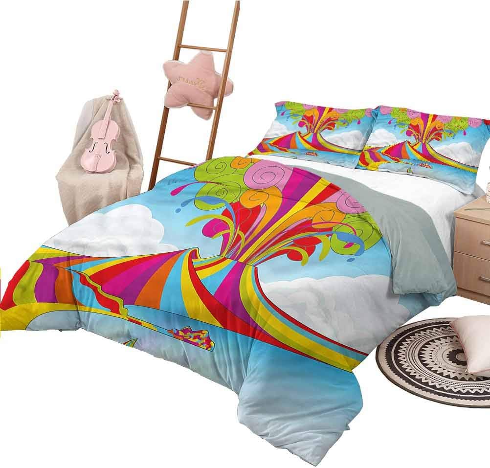 HouseLook Bedspread Quilt Set Volcano Comforter Cover with Zipper Skyline of Naples