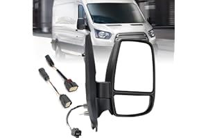 MOFOAP Passenger Side Mirror,Mirror Compatible with 2015-2025 Ford Transit 150 250 350 350 HD,Transit Side View Power Glass Towing Without Signal Light Non Heated,Black(Short Arm)