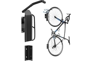 Hezeyferg Swivel Bike Rack Garage with Tire Tray, 170° Swing Bike Hangers for Garage Wall Mount, 5 Angle Choosable Vertical Bike Storage Rack Hook for Space Saving (Swivel-1Pack)