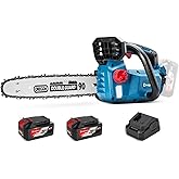 Dong Cheng 12 Inch Brushless Cordless Chainsaw, 20V Battery Powered with 2×4000mAh Batteries, 12m/s Chain Speed, Tool-Free Tensioning, Auto Oiler & Chain Brake, Ideal for Wood Cutting & Tree Trimming