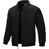 33,000ft Men's Lightweight Jackets Full Zip Up Windbreaker Laydown Collar Light Coat Stylish Casual Golf Jacket with Pockets