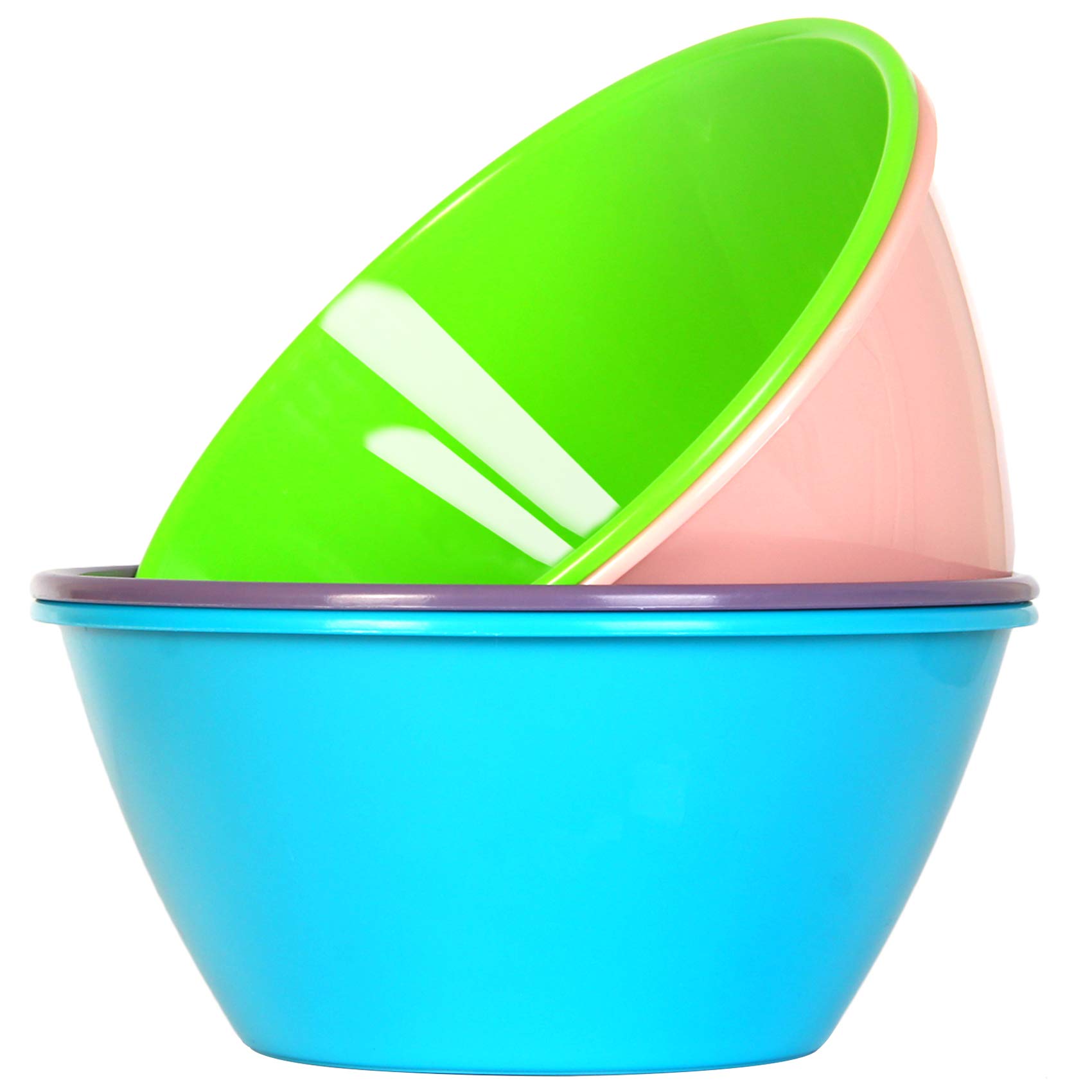 Youngever 9 Pack 1500ML Re-usable Plastic Bowls, Large Cereal Bowls, Large Soup Bowls, Set of 9 in 9 Assorted Colors (Rainbow)