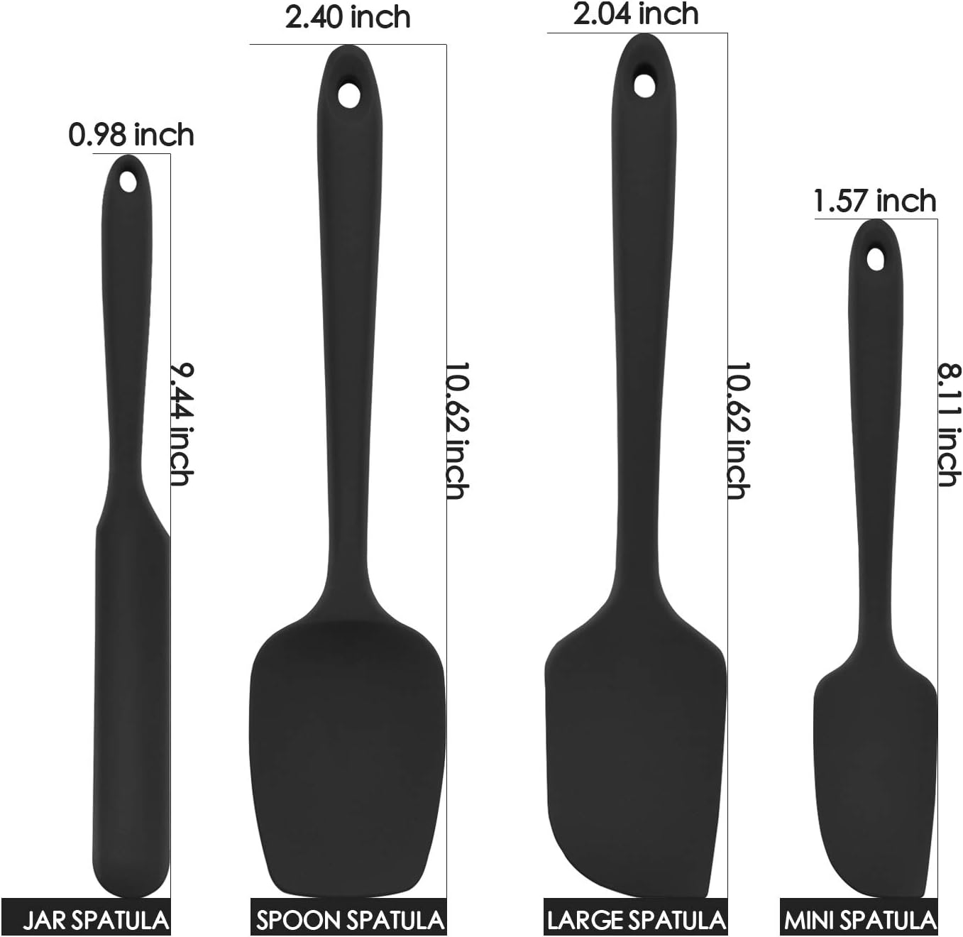 U-Taste Silicone Spatula Set of 4: 315 ℃ Heat-Resistant Flexible Food Grade Bowl Scraper - Image 3