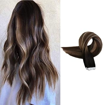 Amazon Com Full Shine Tape Hair Extensions Human Hair Black 1b