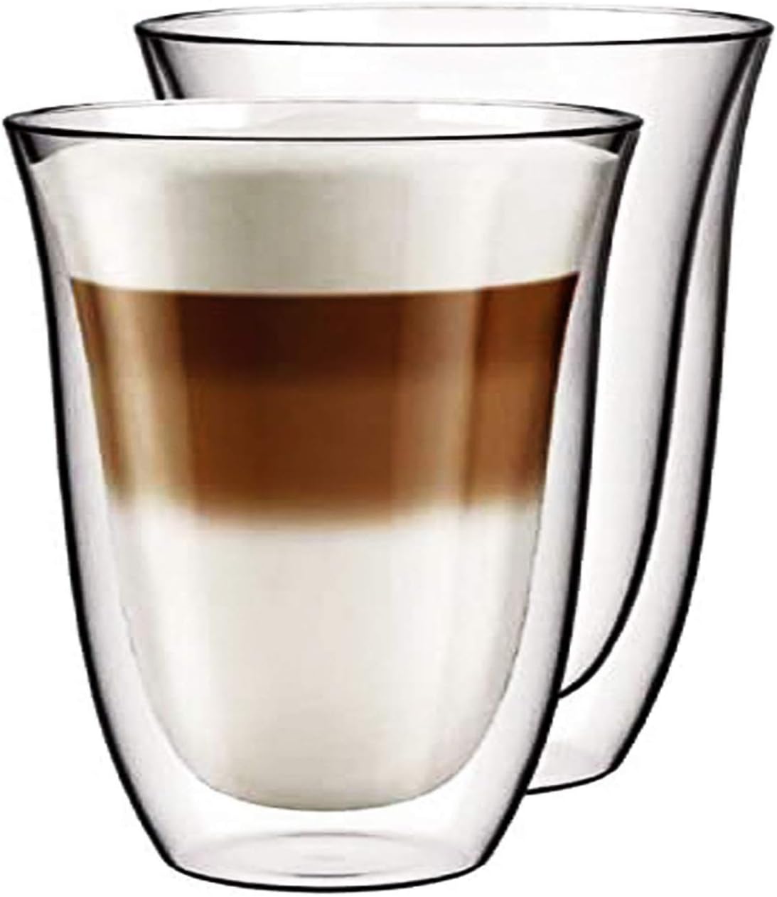 Ever Rich ® Double Wall Glasses and Spoon, 280ml, Espresso Coffee, Tea, Cappuccino, Clear Glass Cups