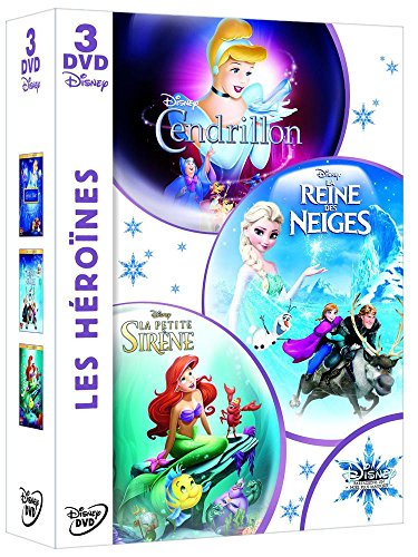 Coffret 3 DVD - Les héroïnes : La Reine des neiges + Cendrillon + La petite sirène - Pack