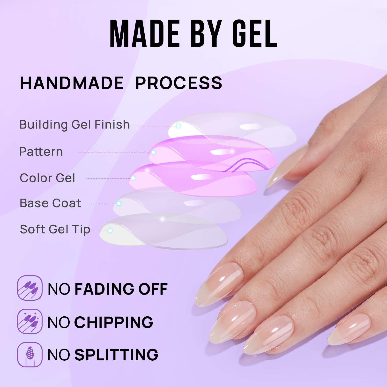 BTArtbox Press On Nails Medium Almond - Fall Press on Nails Chrome Nails, Light Weight & Fit Perfectly Fake Nail with Nail Glue, Nude Glue On Nails in 15 Sizes, Glazed Donut - Image 4