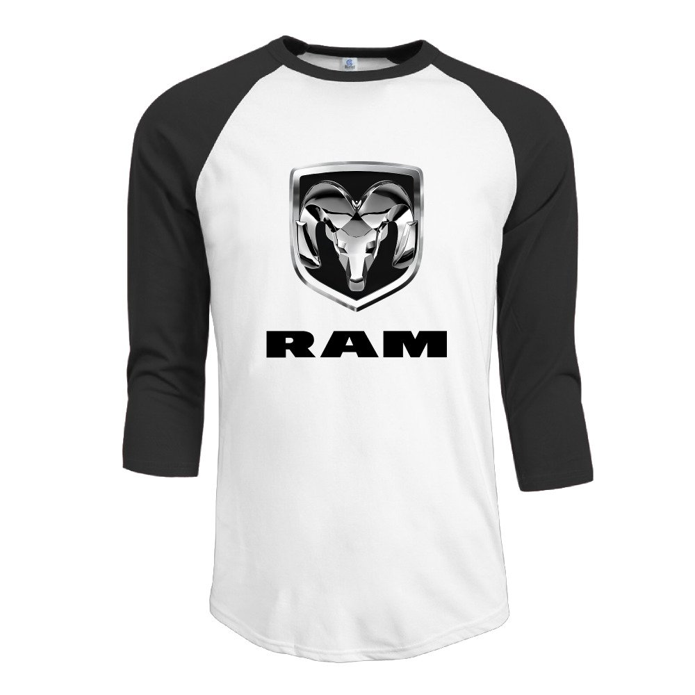 A-Lin Men'S Dodge Ram Logo 3/4 Sleeve Baseball Tshirts Black (6497111827338)