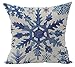 Andreannie Beautiful Blue Snowflake Design Merry New Home Room Decorative Cotton Linen Throw Pillow Case Cushion Cover Square 18 X 18 Inches