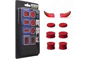 MILLIONIDEAS PS4 FPS Games Accessories Kit Anti Slip Silicon Analog Stick Thumb Grips Set with Trigger Extensions for Playstation 4 / Slim/Pro Controller (Red)