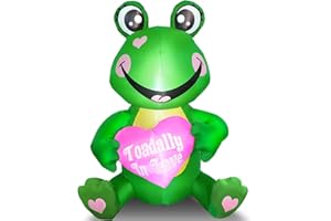 Danxilu 4 FT Valentine Inflatables Outdoor Decorations, Frog with Love Heart Valentines Day Inflatable Blow Up Yard Decoration Bulit-in LEDs Holiday Party Indoor Garden Lawn Proposal Wedding Décor