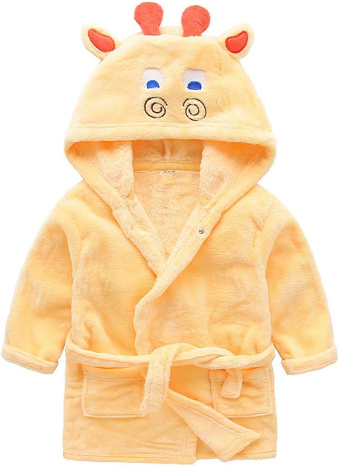 JIANLANPTT Kids Little Boys Girls Hooded Pajamas Cartoon Animal Bath Robes