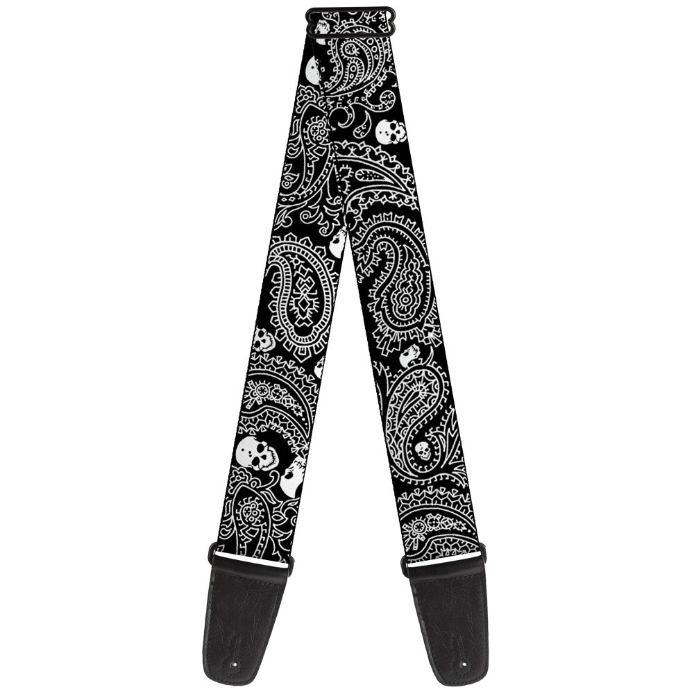Buckle-Down Guitar Strap Bandana Skulls Black White 2 Inches Wide (GS-W30203)