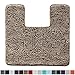 GORILLA GRIP Plush Absorbent Shaggy Chenille Bath Rug Mat for Square Toilet Base with Rubber Backing, Machine Washable Rugs, Soft Microfiber Contour Mats for Toilets, Bathoom Decor, 22.5x19.5, Beige