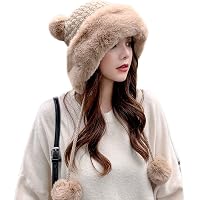 Winter Pompom Beanie Hats for Women Fluffy Knit Womens  display picture 3