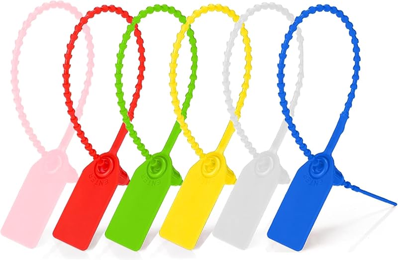 Maridergo 120 Pcs Plastic Security Seals Self Locking 250mm 6 Colors