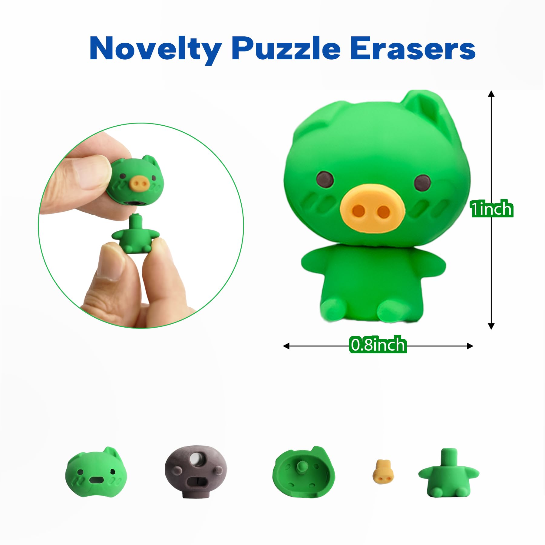 GOMIMEOR Animal Erasers for Kids, 35 Pcs Animal Pencil Erasers Bulk Puzzle Eraser Mini Erasers for Classroom School