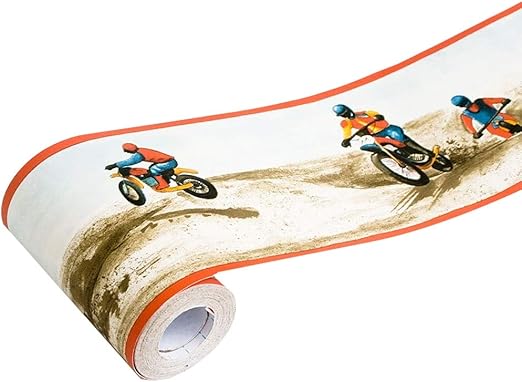 Amazon Com Yifely Motorcycle Wallpaper Border Self Adhesive Wall Covering Borders Sport Man Boys Bedroom Decor Sticker Home Kitchen