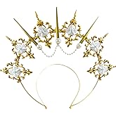 Roaring Good Time Halo Crown Headband Baroque Goddess Headbands Cosplay Pageant Festival Renaissance for Women Boho Wedding Headpiece Costume