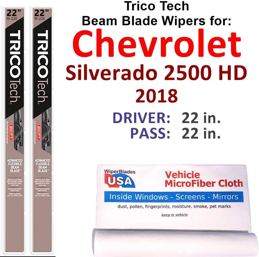 Beam Wiper Blades for 2018 Chevrolet Silverado 2500 HD Set Trico Tech Beam Blades