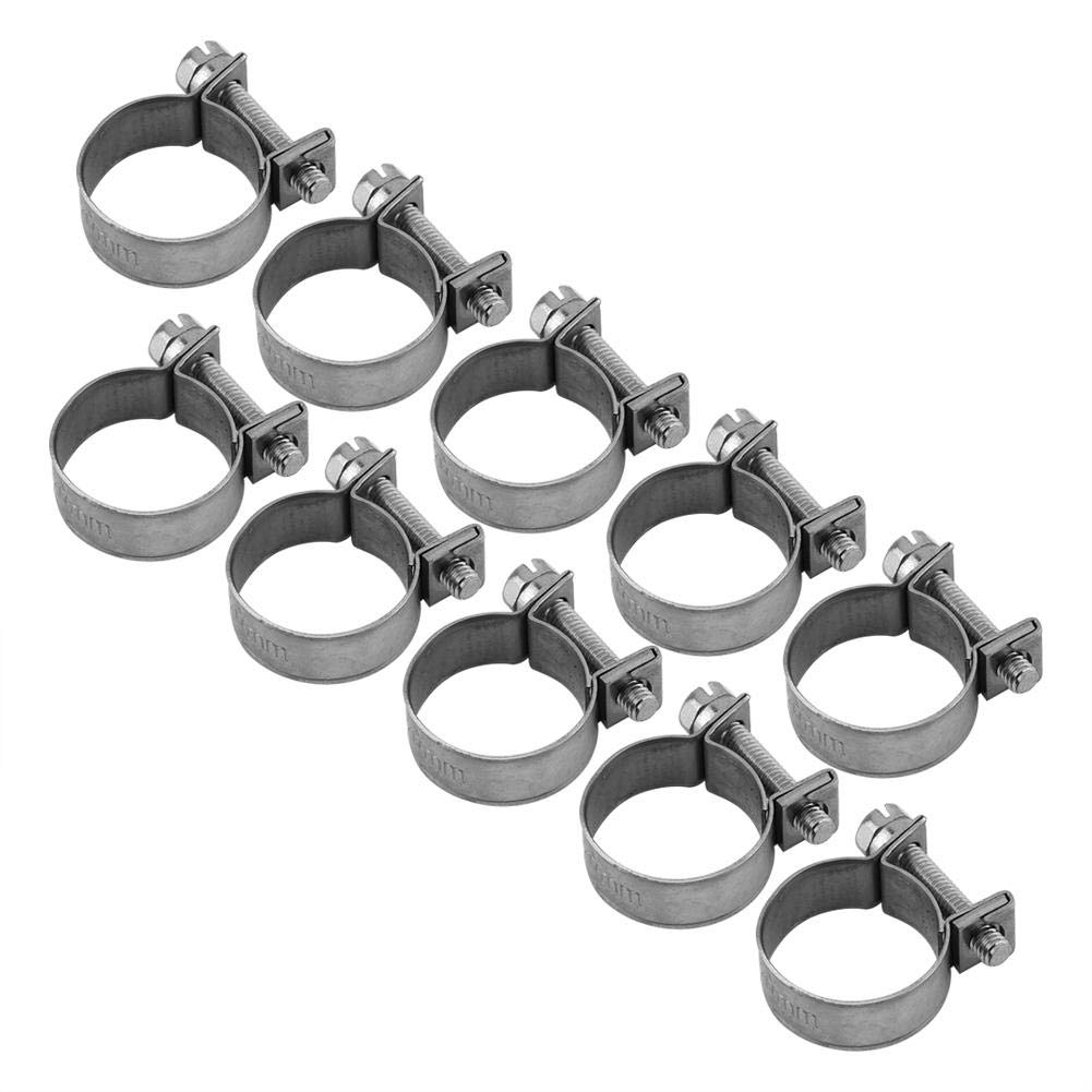 TOPINCN 10Pcs/Set Hose Clamps Stainless Steel Heavy Duty T-Bolt Mini Fuel Line Pipe Clips 6Mm-20Mm Optional Size for Plumbing (18-20Mm)