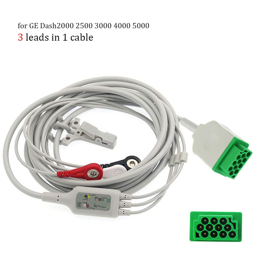 Cables for Dash 2000/2500/3000/4000, Snap Buttons Type Wire, Recorders Accessories, Tracers, Analyzers Tester Contacting Cable Series (3 Leads, Snap Buttons for Dash2000 2500 3000 4000 5000)