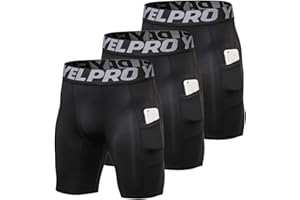 LEICHR 1/3 Pack Men Compression Shorts Spandex Running Athletic Baselayer Underwear Workout Training Shorts Pocket