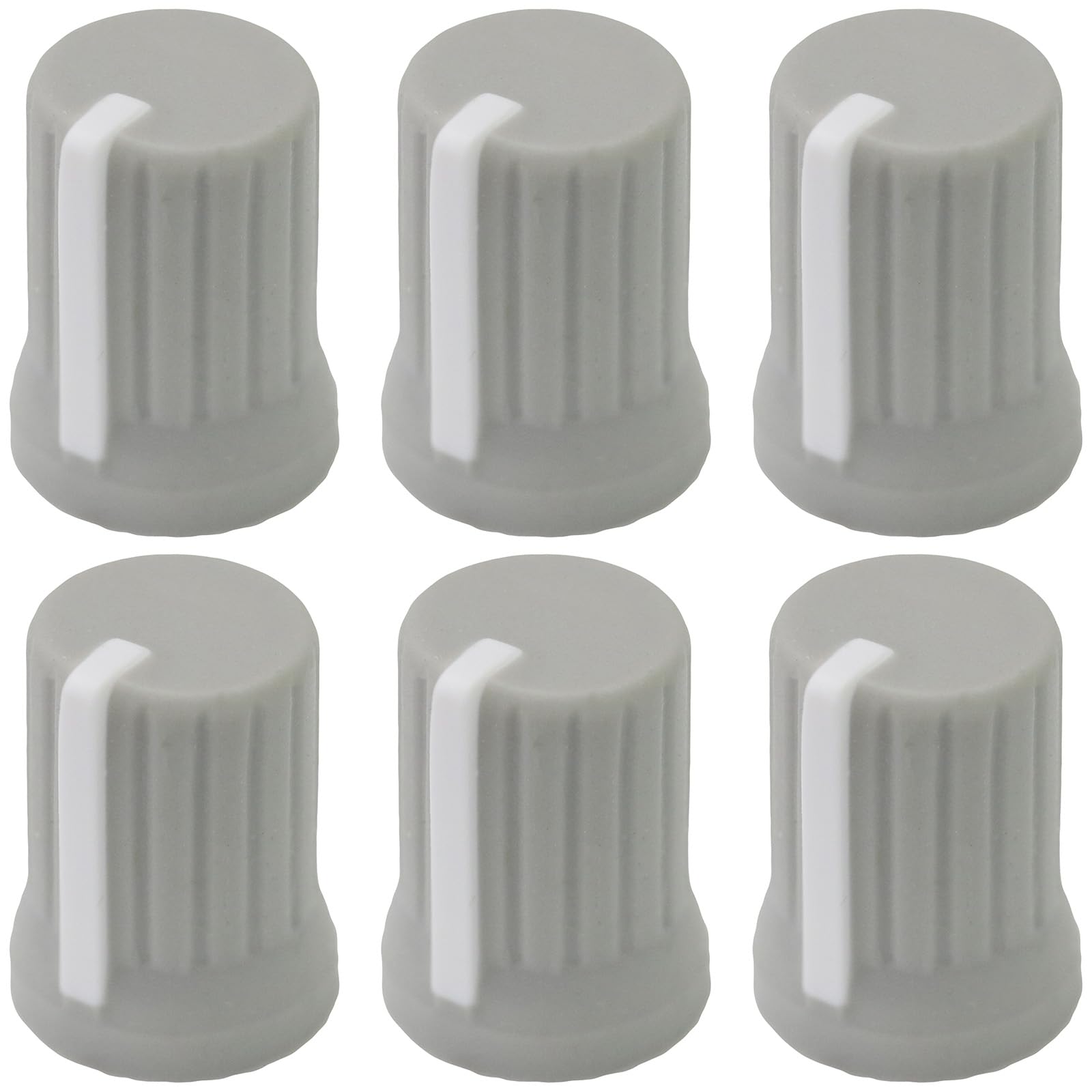 6mm D-Shaft Hole Rubber Soft Grip Vibrant Colour Body Mixer Knobs Pack of 6 (Light Grey)