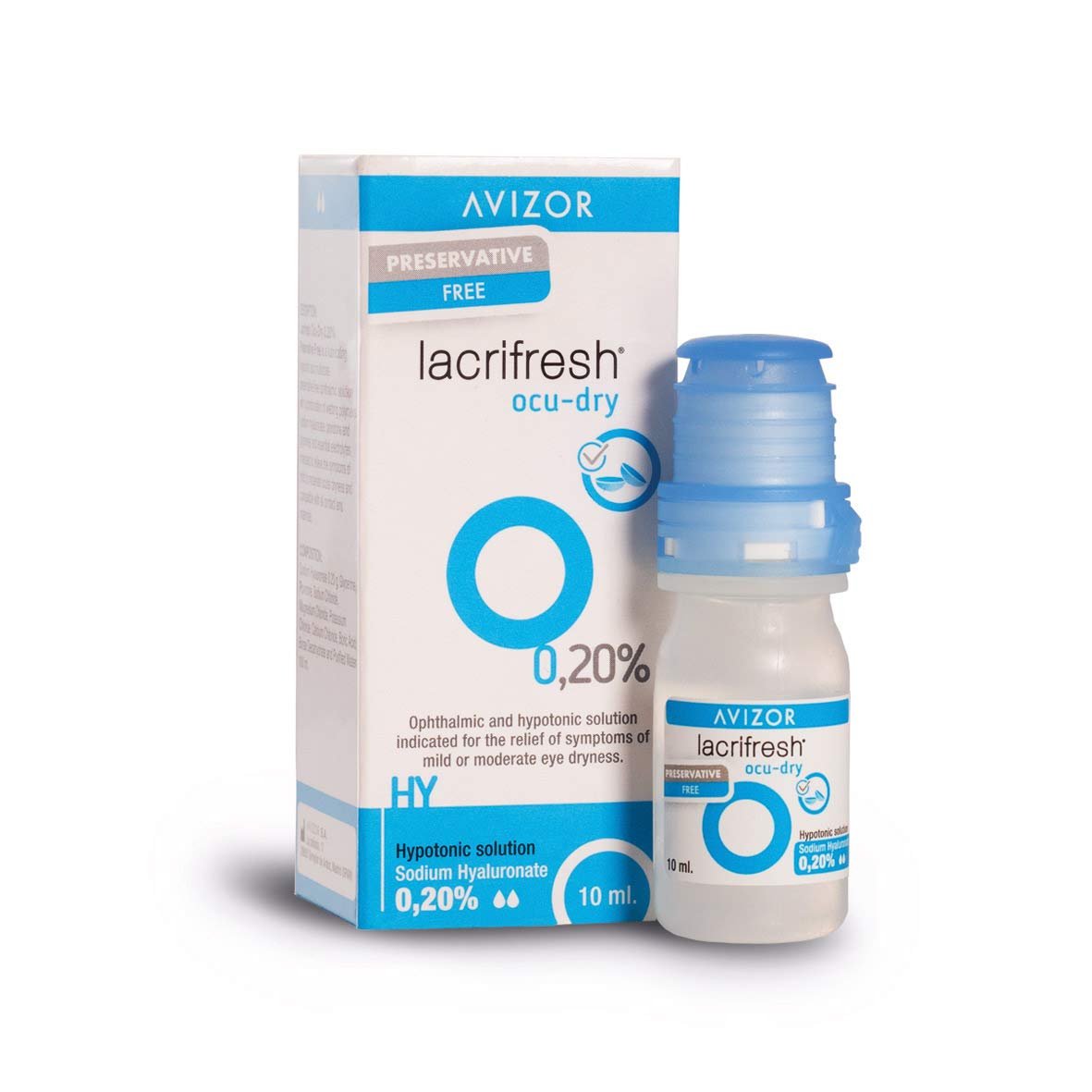 Avizor Lacrifresh Ocu-Dry 0.20%. Bottle of 10ml of Eye Drops to Relieve Symptoms of Eye Irritation.
