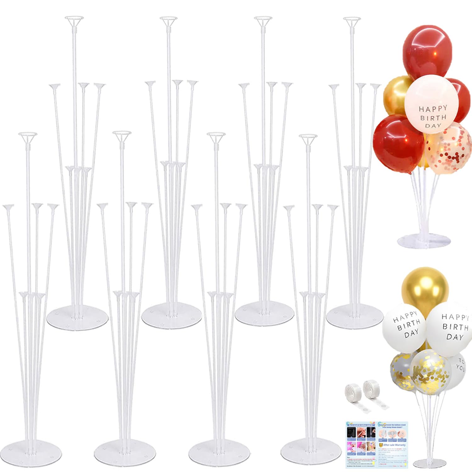 Photo 1 of 8 Sets Balloon Stand Kits, Balloon Sticks Holder with Base for Table Baby Shower Gender Reveal Graduation Birthday Wedding Anniversary Party Decorations