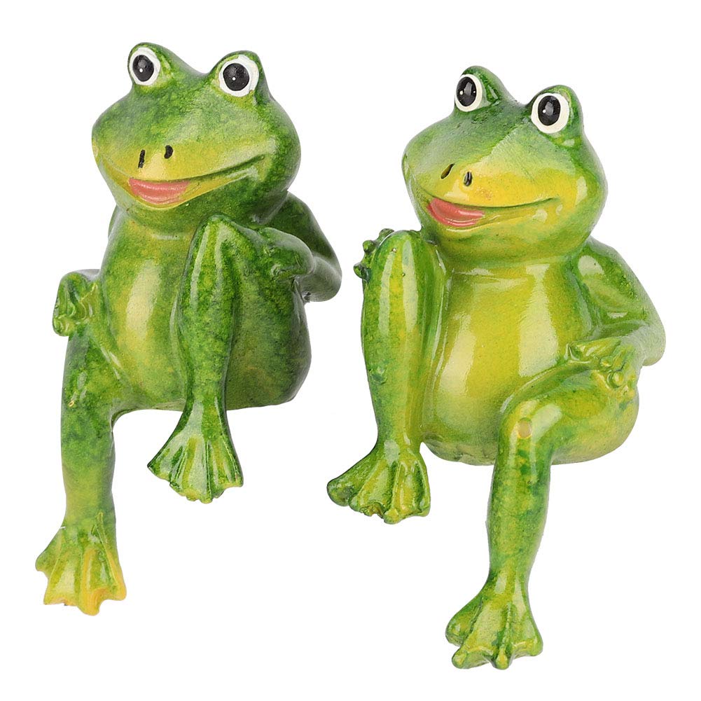 Nimomo 2pcs Resin Decoration Durable Resin Frogs Statue Outdoor Garden Decoration Sculpture For Home Desk Garden Ornament