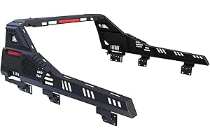 KNAWIER R26 Roll Bar for Full Size Pickup Truck, Adjustable Black Chase Rack/Roll Cage Compatible with Ram 1500/2500/3500,Silverado,Tundra,F-Series,Sierra,Titan&Titan XD,700Ibs Capacity,No Drilling
